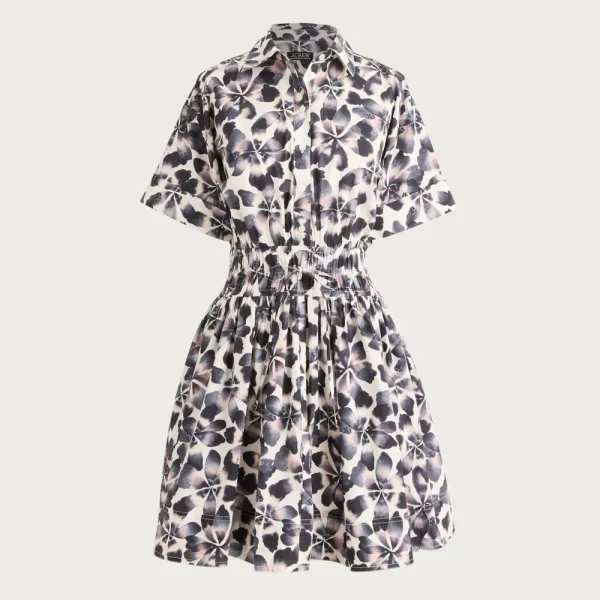 Elena mini shirt-dress in floral-print cotton poplin