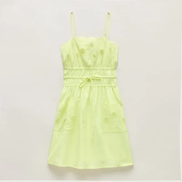 Embroidered mini dress in linen-cotton blend