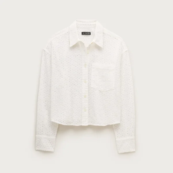 Étienne cropped eyelet button-up shirt in cotton poplin