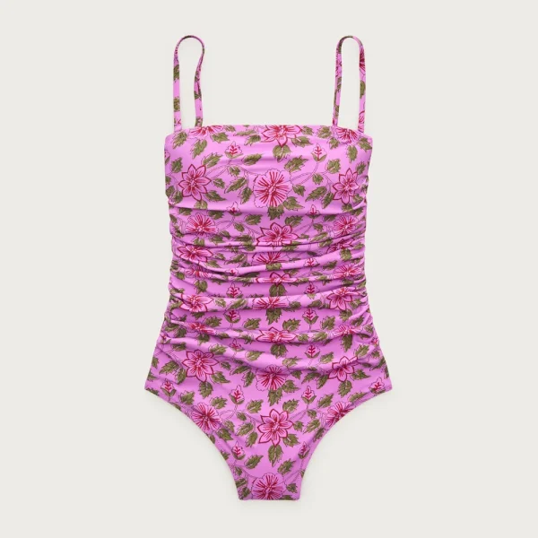 Gemma ruched bandeau one-piece in iris floral