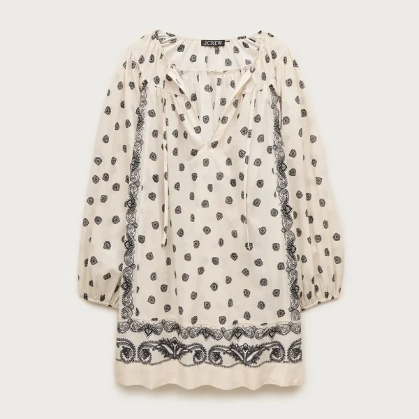 Cotton voile relaxed-fit tunic dress in bandana print