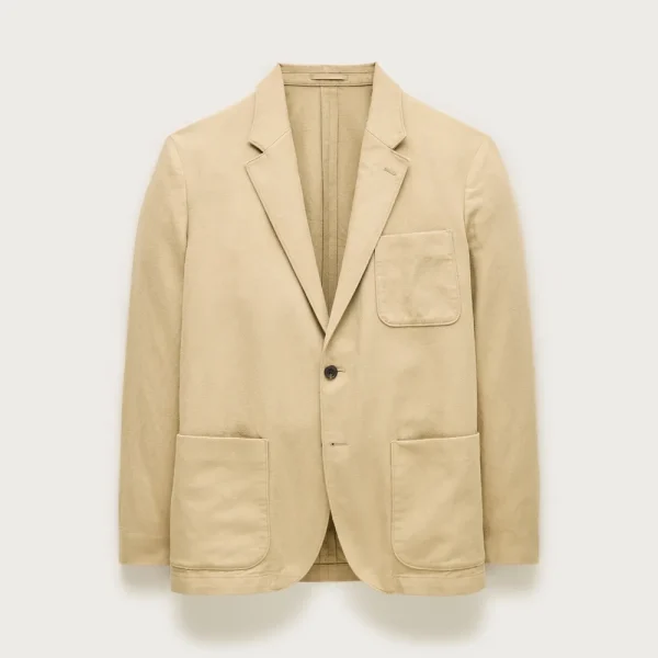 Relaxed-fit suit jacket in Italian cotton-linen twill blend