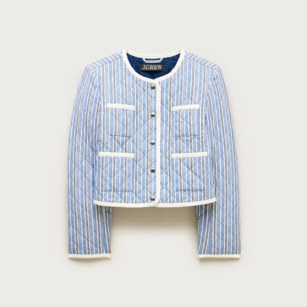 Quilted lady jacket in striped cotton
