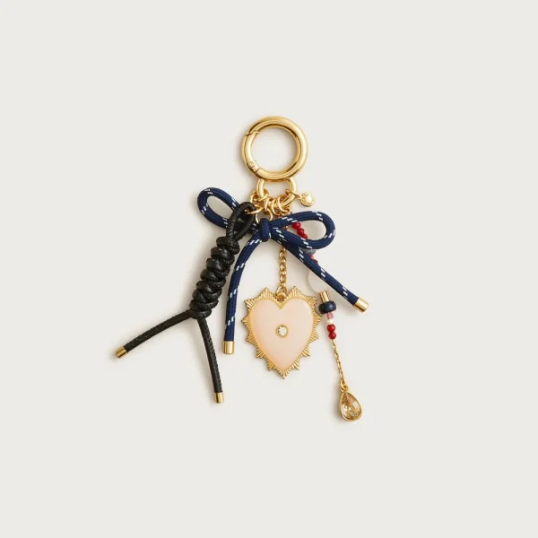 Beaded heart bag charm
