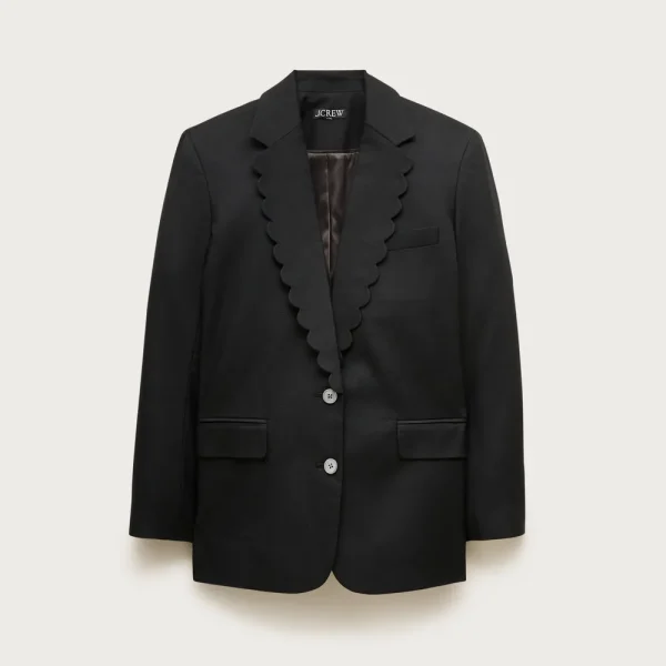Gamine scallop-trim blazer in Gramercy linen blend