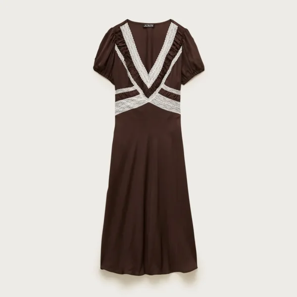 Lace dress in viscose twill