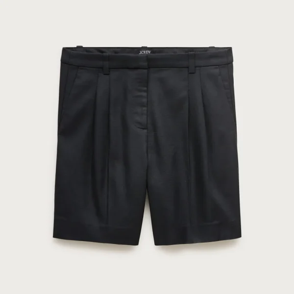 Pleated trouser short in Gramercy linen blend