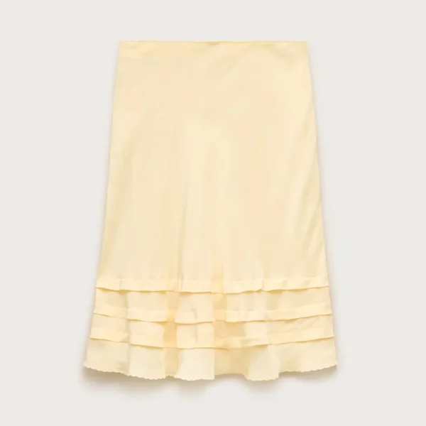 Ruffle-trim slip skirt in floral crepe de chine