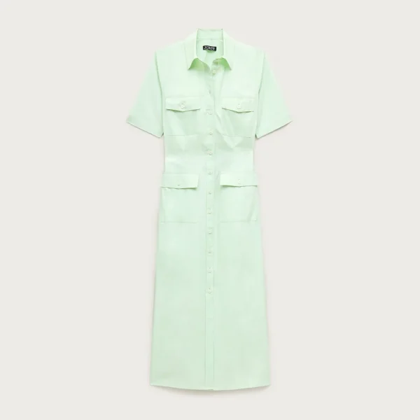 Utility midi shirt-dress in cotton poplin