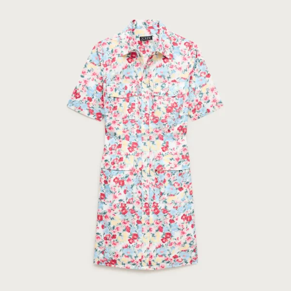 Utility shirt-dress in cotton poplin