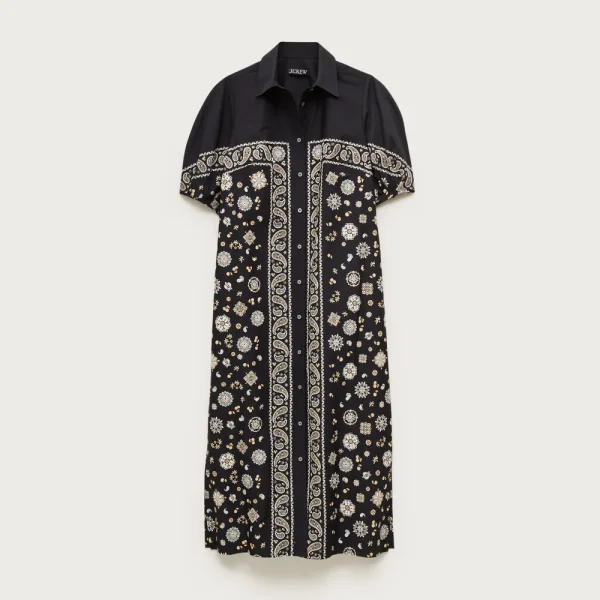 Shirt-dress in bandana-print cotton poplin