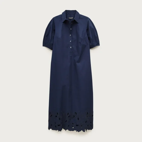 Embroidered shirt-dress in cotton poplin
