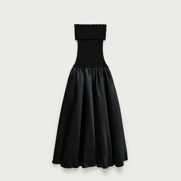 Collection foldover mixy dress in duchesse satin