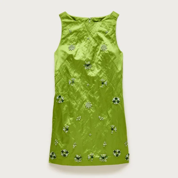Collection shift dress in lotus-print memory satin
