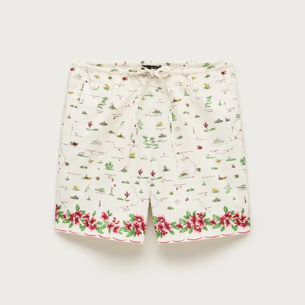 Cosmo short in map-print cotton poplin