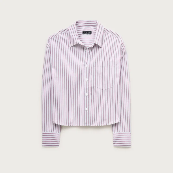 Étienne cropped button-up shirt in striped cotton poplin
