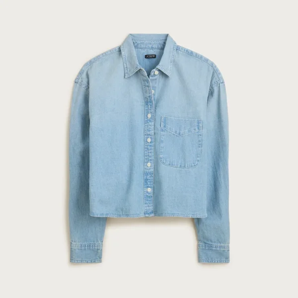 Étienne cropped button-up shirt in chambray