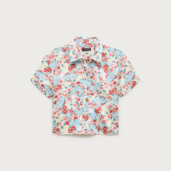 Gamine button-down shirt in blurred floral print
