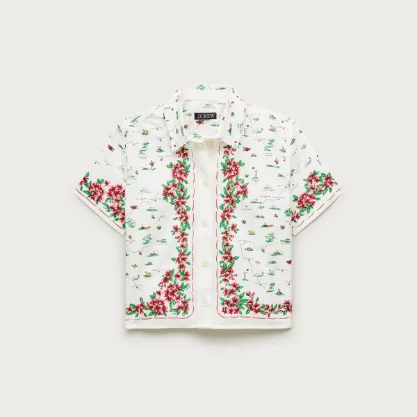 Gamine button-down shirt in map print