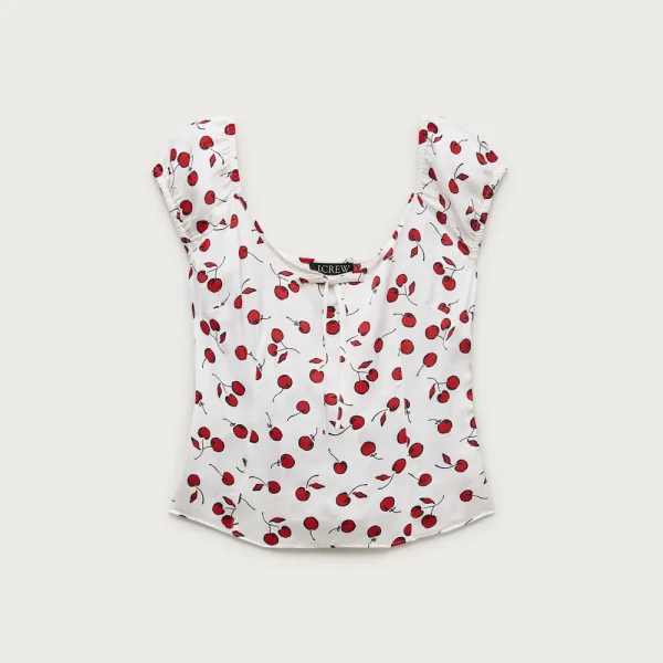 Cap-sleeve top in cherry print