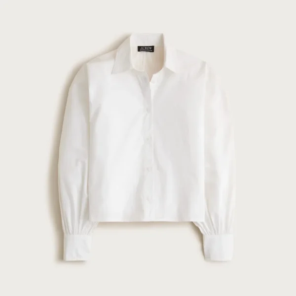 Dolman-sleeve button down shirt in cotton poplin