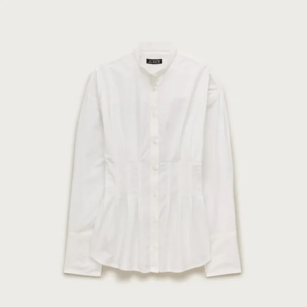 Cinched-waist shirt in cotton poplin