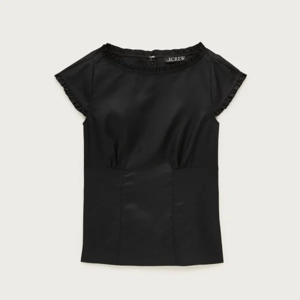 Ruffle-trim top in Gramercy linen blend