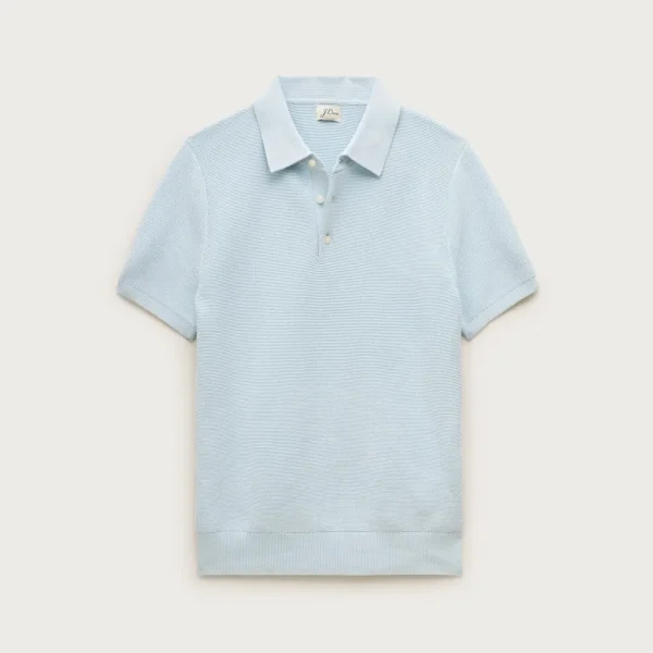Short-sleeve sweater-polo in Pima cotton
