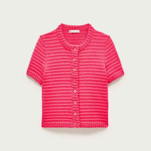 Crochet short-sleeve cardigan