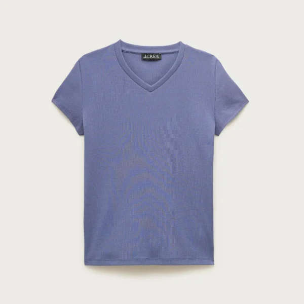 Perfect rib high V-neck T-shirt