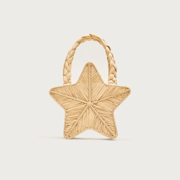 Handwoven straw starfish bag