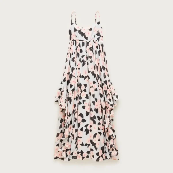 Ruffle maxi dress in peony print