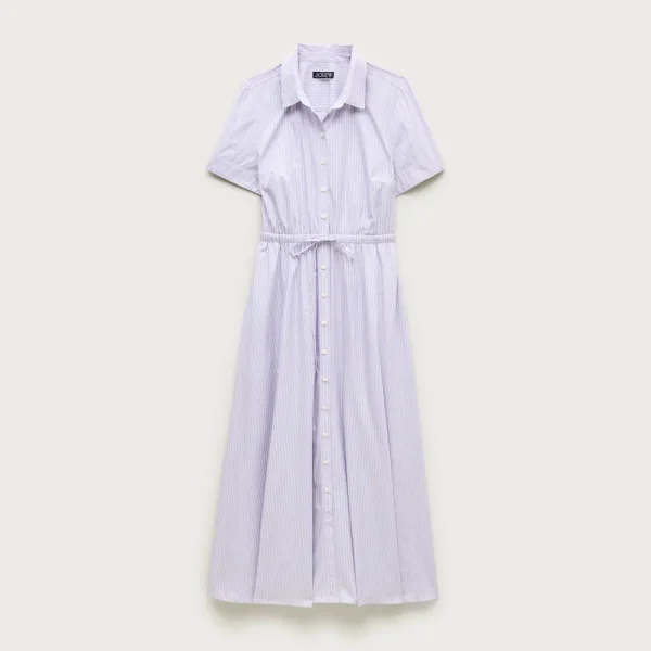 Cerise shirt-dress in striped cotton poplin