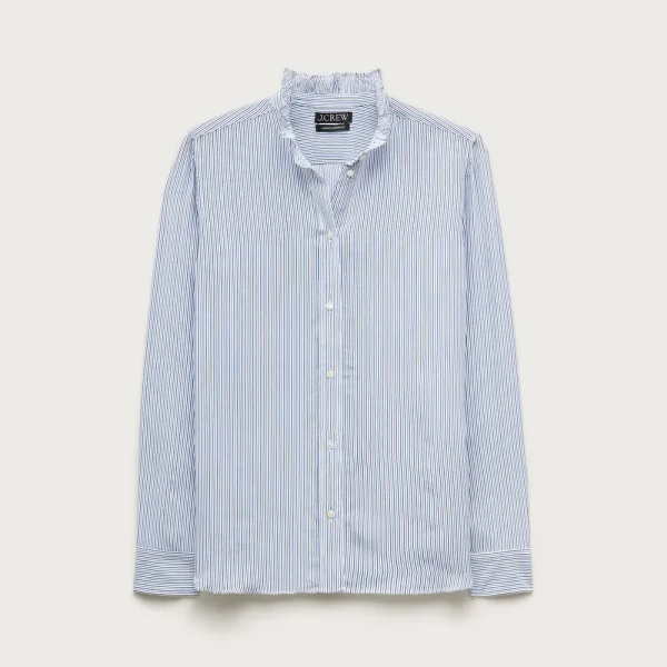 Jules ruffle-collar shirt in striped crepe de chine