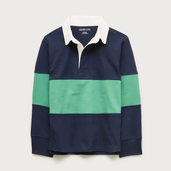 Kids’ junior varsity rugby polo shirt in striped heritage jersey