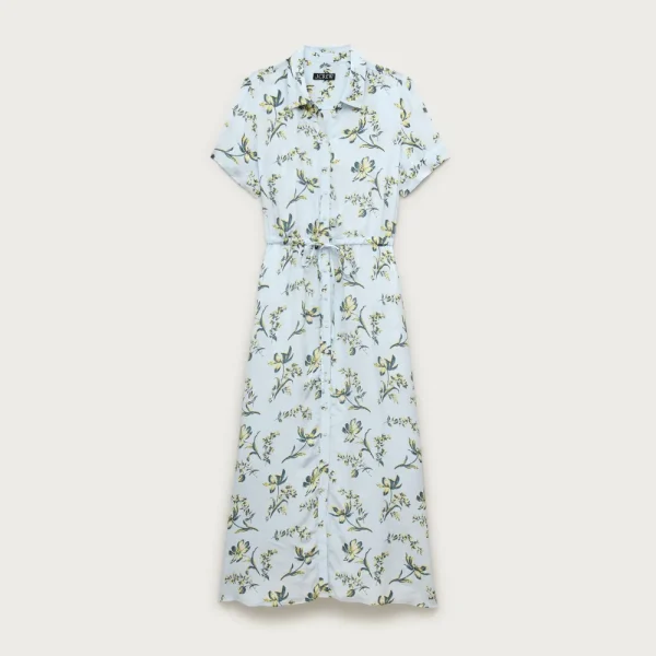 Cerise shirt-dress in striped cotton poplin