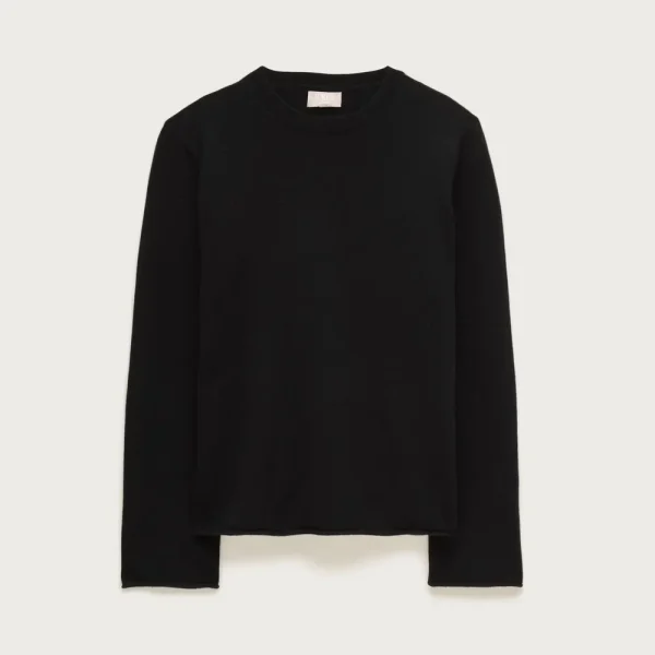 Cashmere rolled-hem crewneck sweater