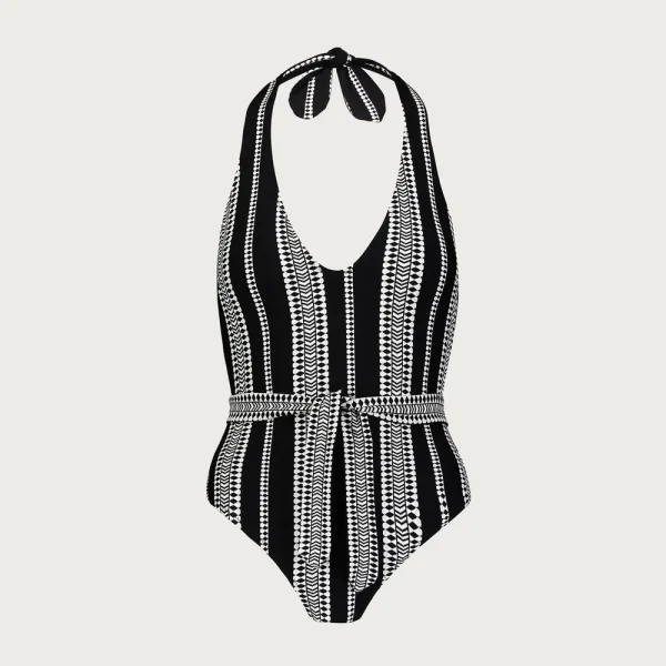 lemlem Luchia deep-V belted one-piece
