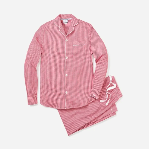 Petite Plume™ men’s pajama set in mini gingham