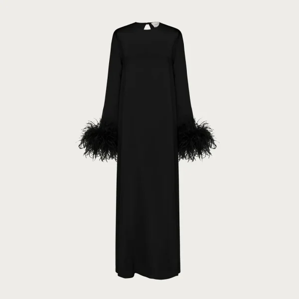 SLEEPER Suzi maxi dress with detachable feather boa