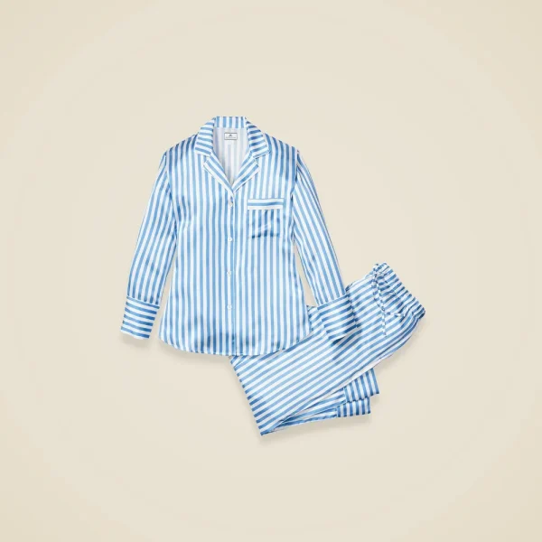 Petite Plume™ women’s pajama set in mulberry silk stripe