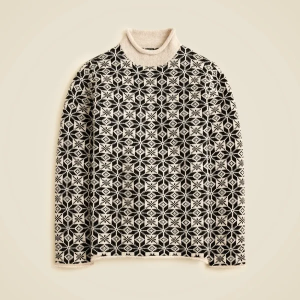 Rollneck™ sweater in snowflake jacquard lambswool